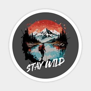 Stay Wild Mountain Hiking Watercolor Design Magnet